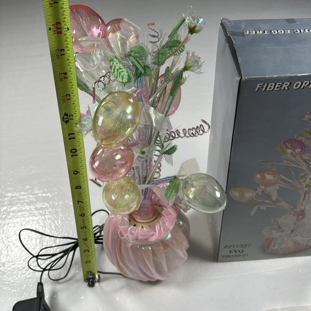 Fiber Optic Egg Tree Lighted Pastel Easter Decoration Tested Works Vintage